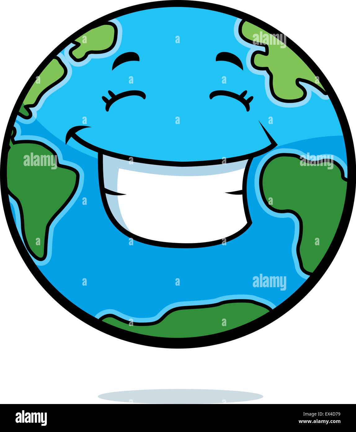 A cartoon planet Earth happy and smiling. Stock Vector
