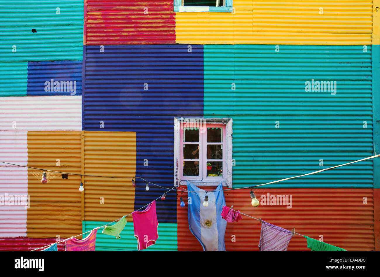 One of the typical walls in La Boca, Buenos Aires Stock Photo