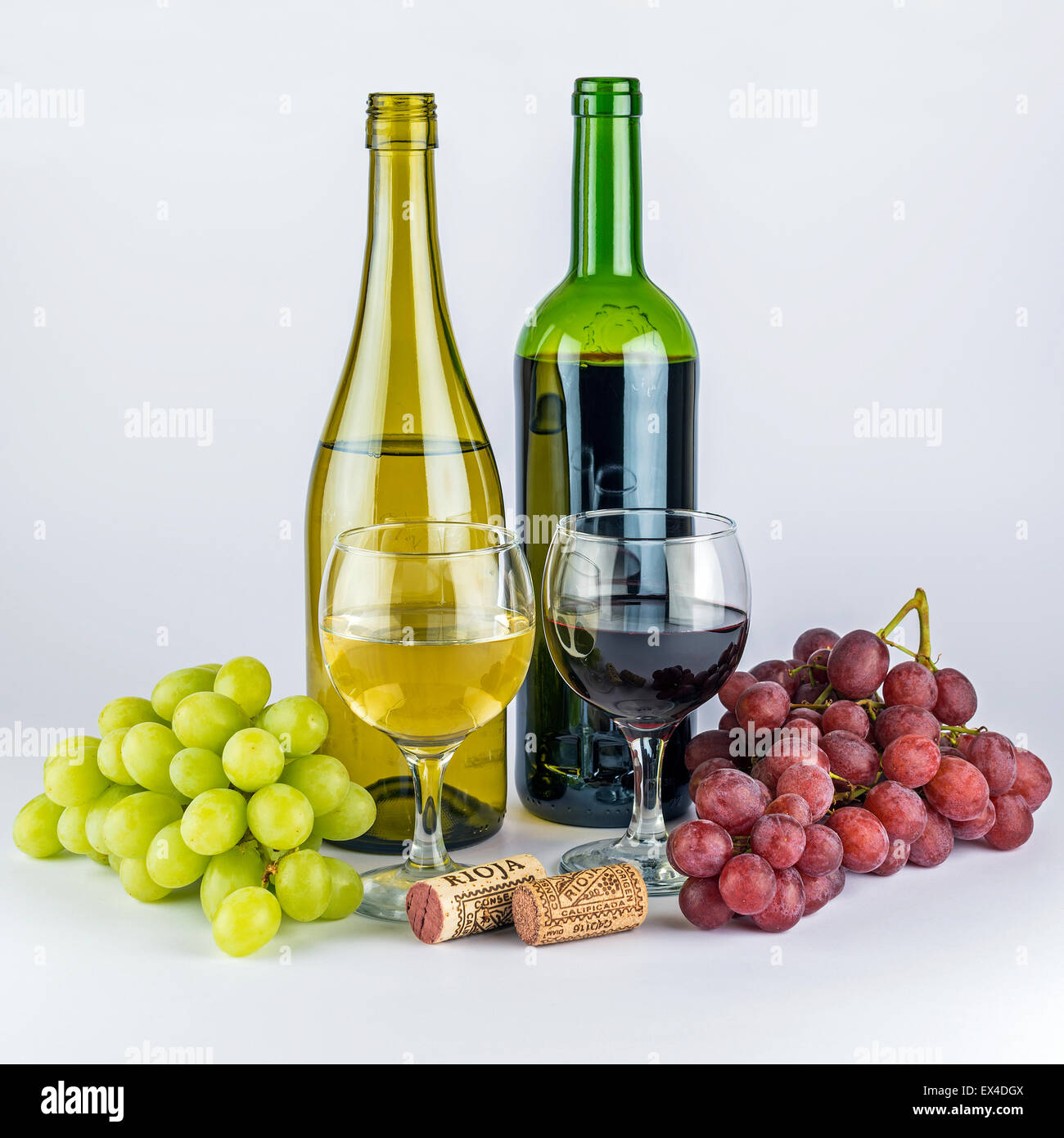 Red and white Rioja wine Stock Photo