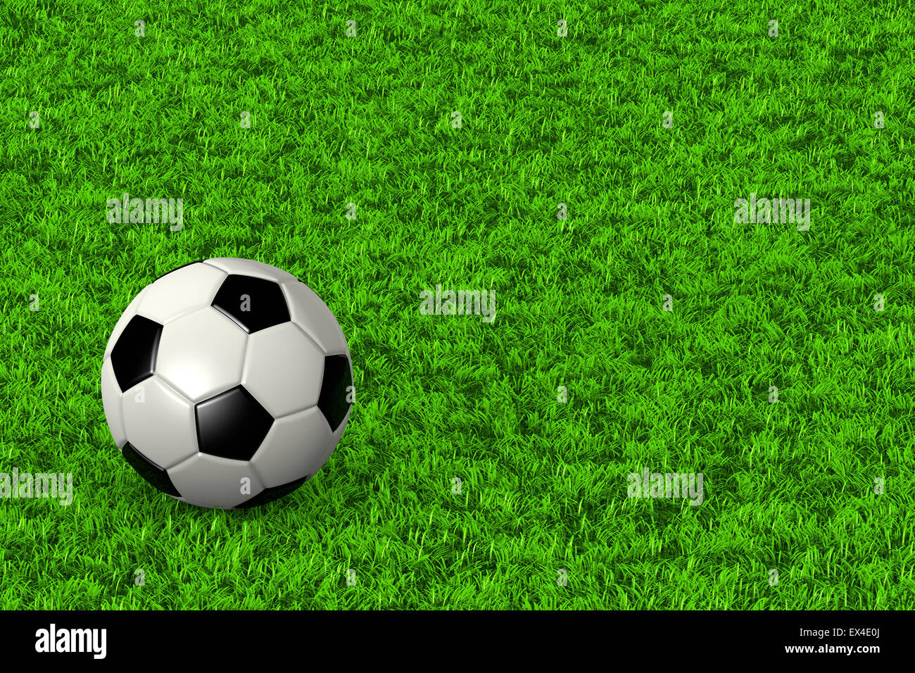Soccer Ball on Grass Field Background 3D Illustration Stock Photo - Alamy