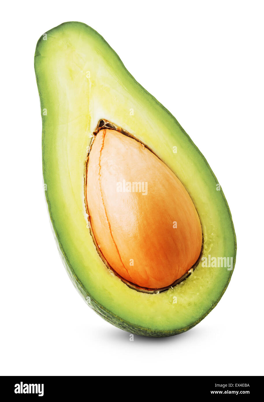 half of green avocado isolated on the white background. Stock Photo