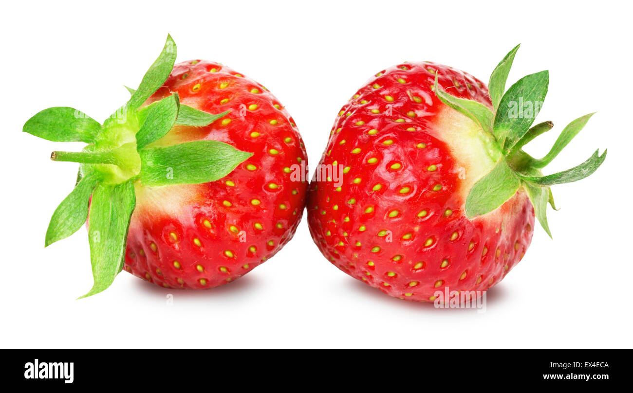 juicy strawberries on the white background. Stock Photo