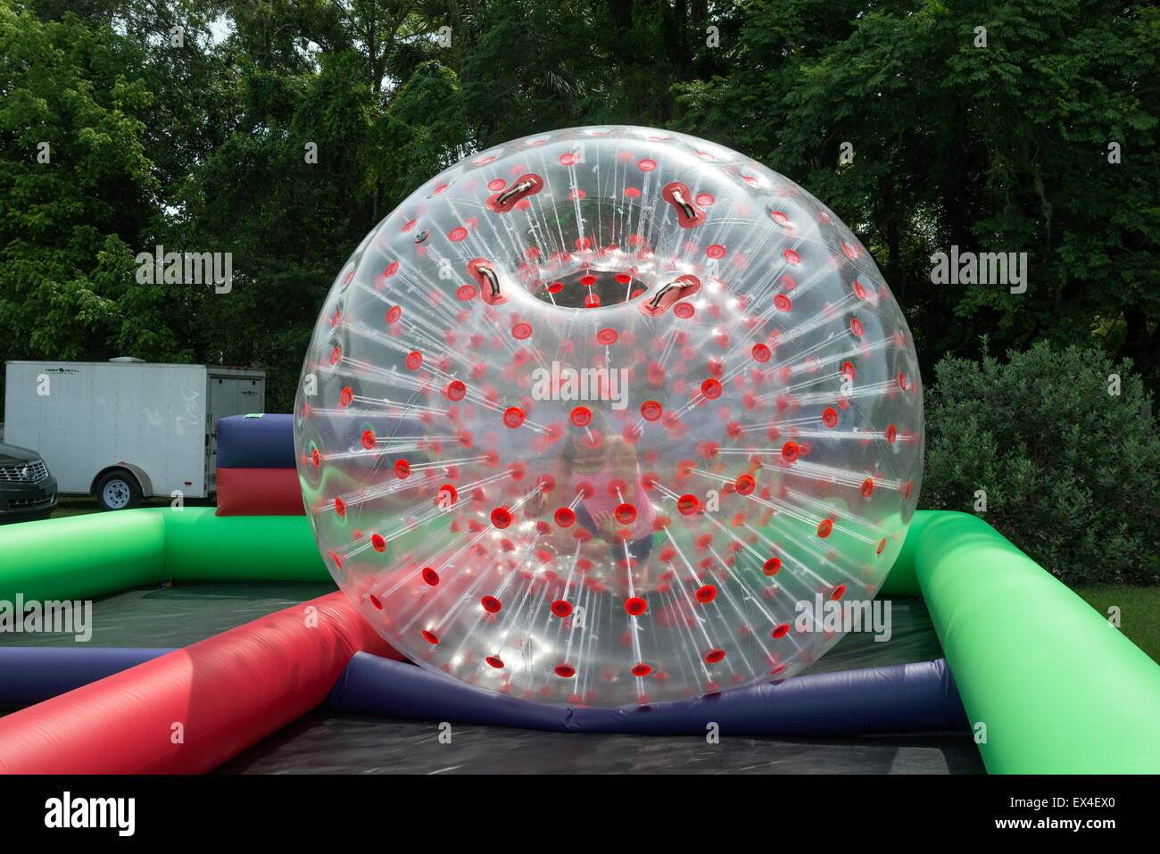 Inflatable zorb ball in use at the Pioneer Festival in High Springs