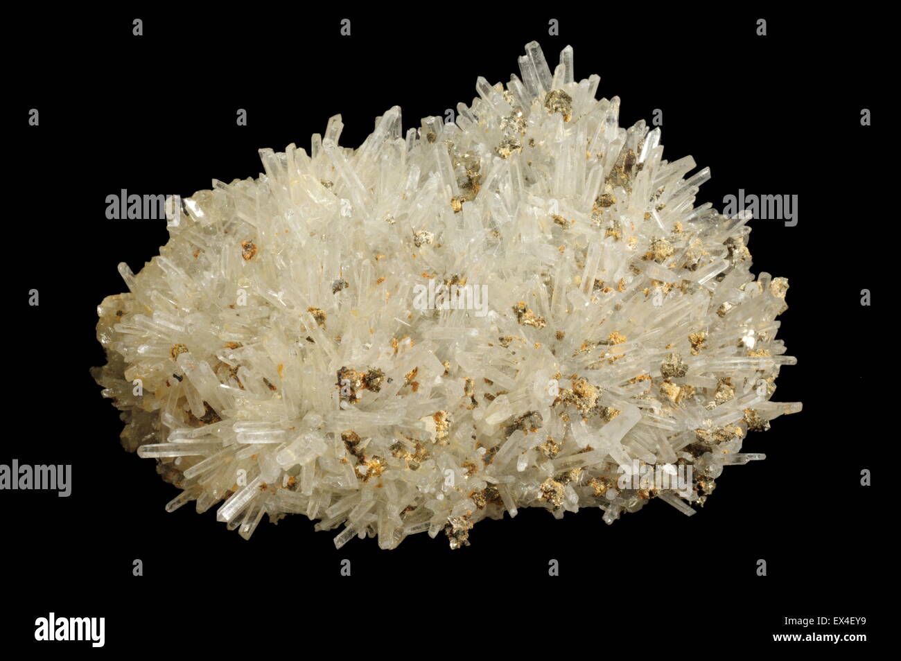 Quartz crystals on the black background. Origin: Stan Terg, Kosovo, Serbia. Stock Photo