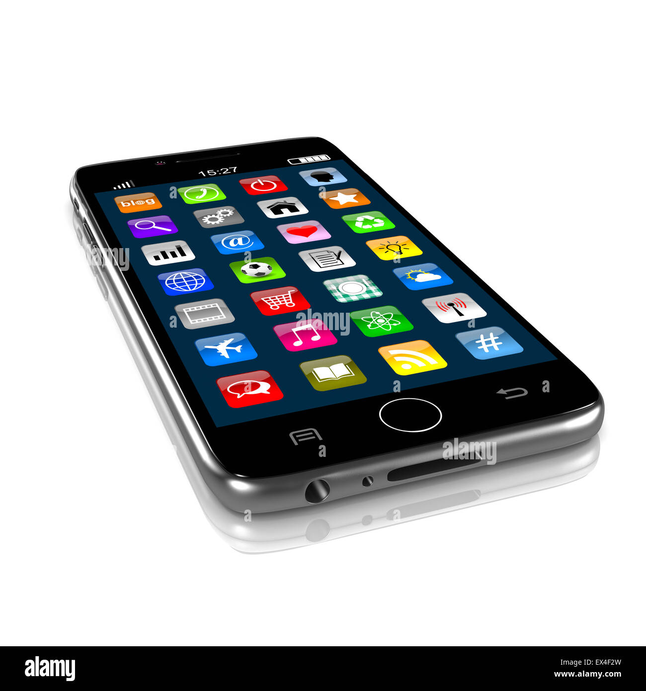 Smartphone Isolated on White Background 3D Illustration Stock Photo - Alamy