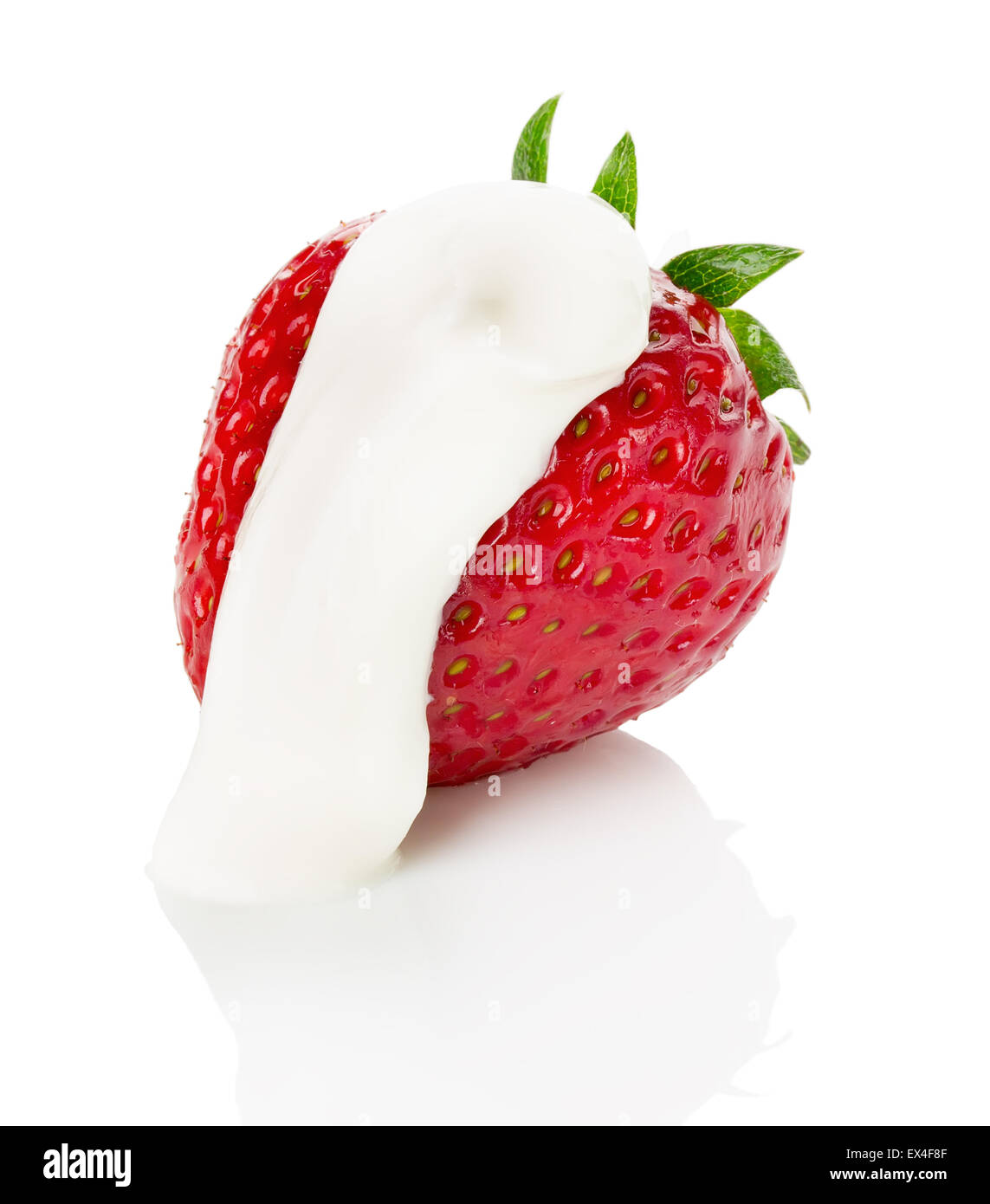 strawberry with cream on the white background Stock Photo - Alamy