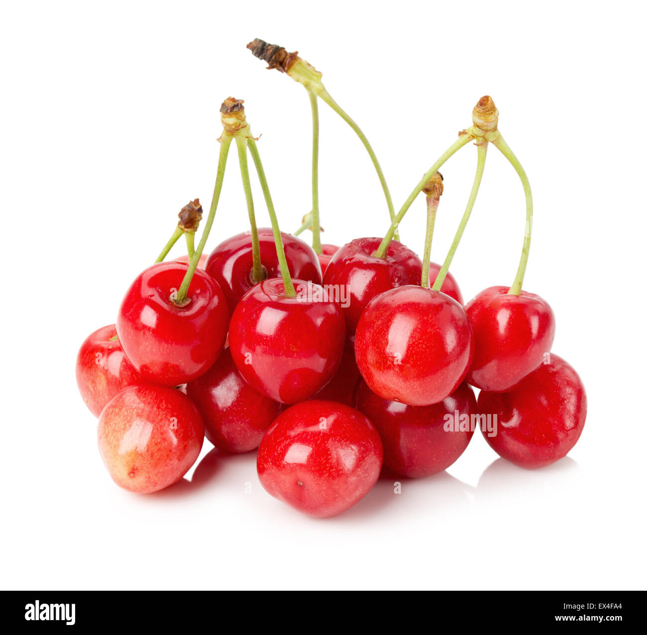 Handful of a red cherry on the white background. Stock Photo