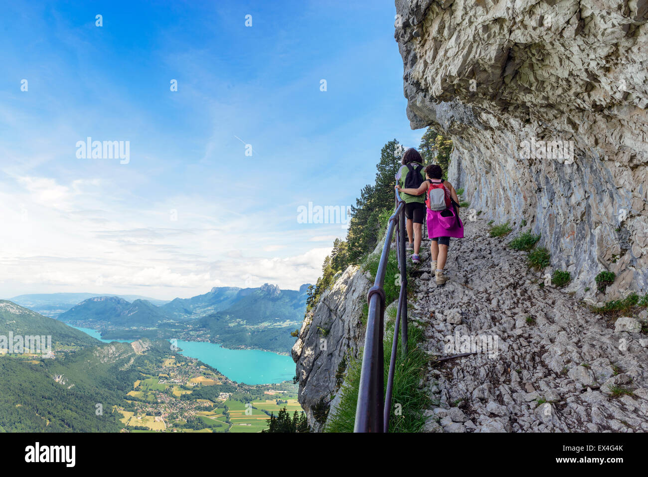 Two hikers women walking in the french mountains Stock Photo - Alamy