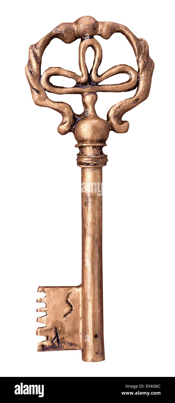 golden key isolated on the white background Stock Photo - Alamy