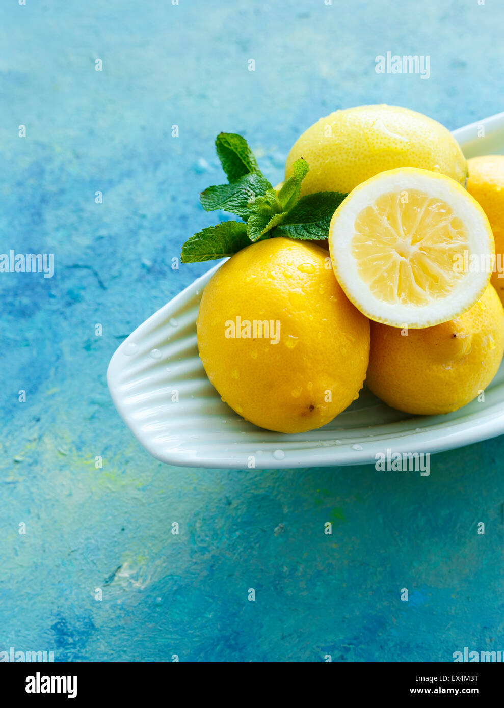 Lemons - Sliced and Whole Stock Photo