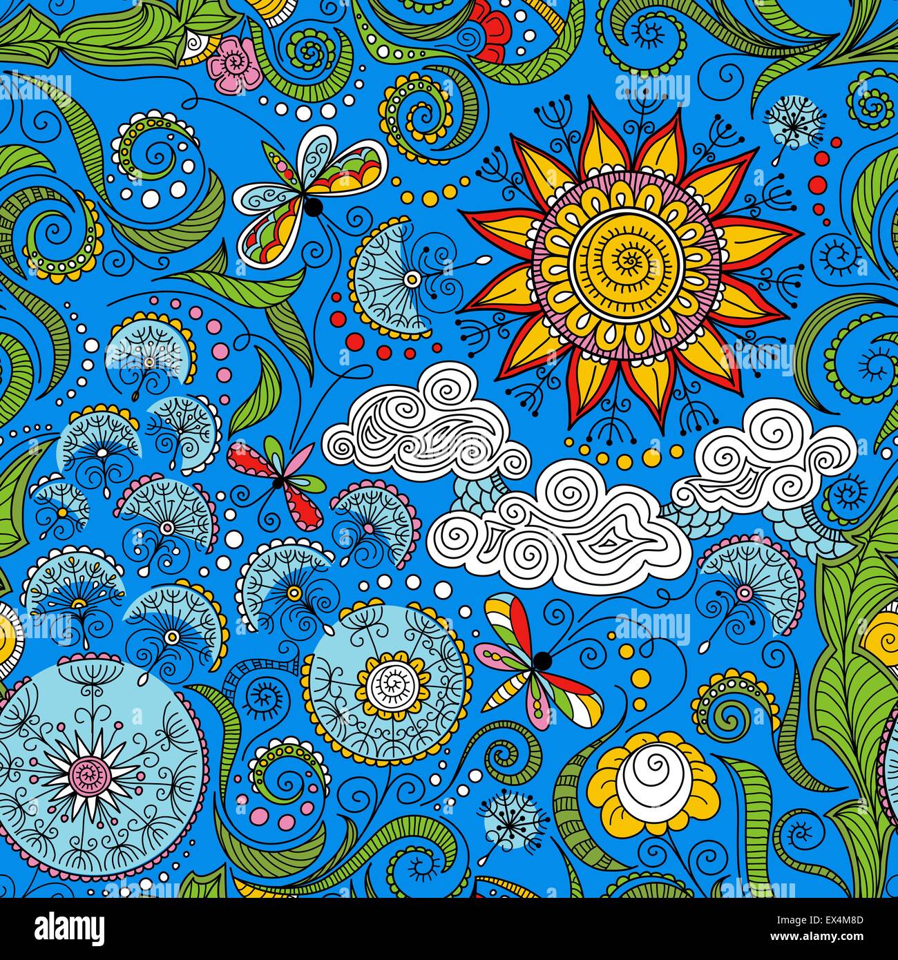 vector seamless color floral pattern Stock Vector Image & Art - Alamy
