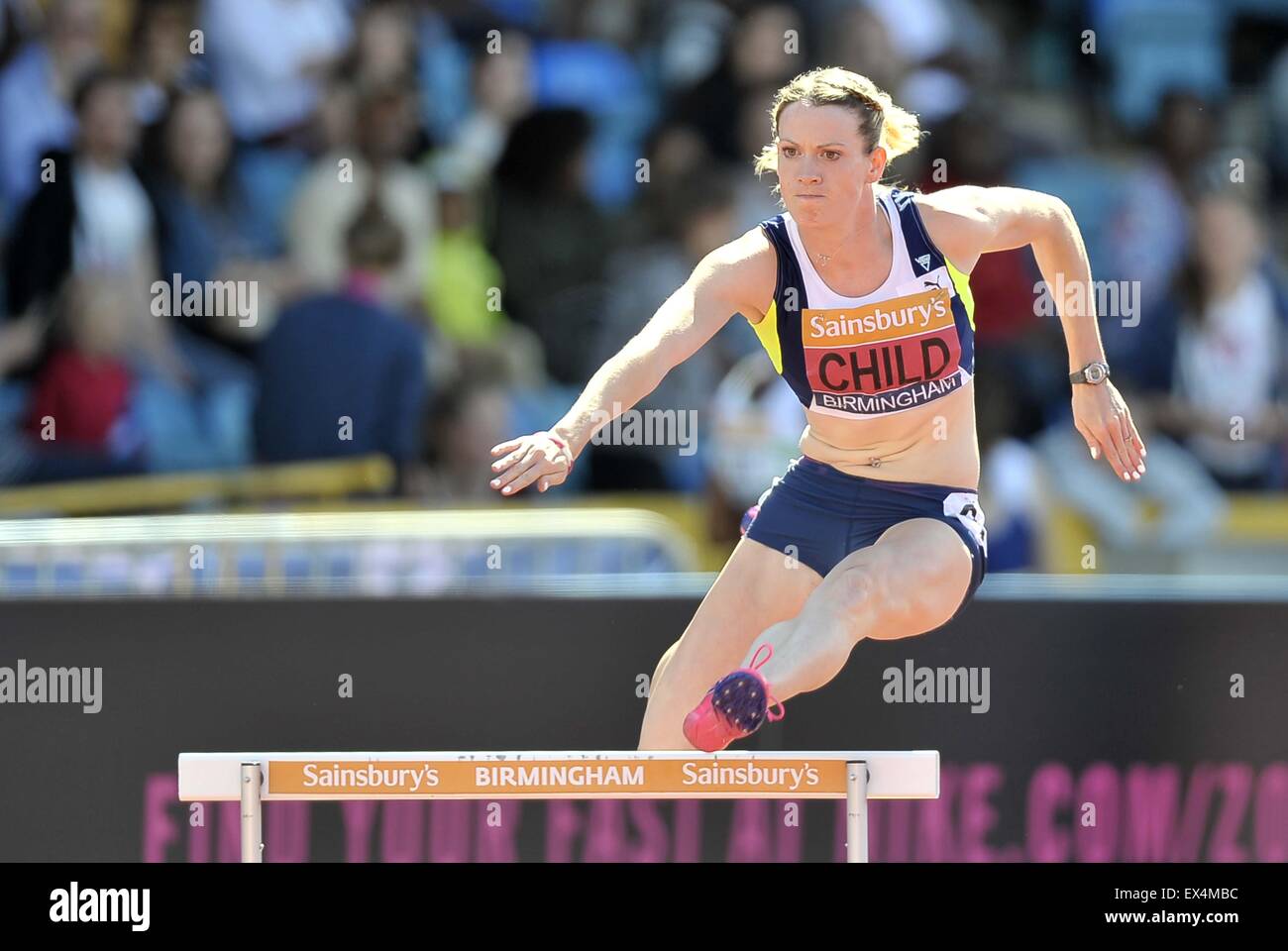 Eilidh Child. Womens 400m hurdles. British Athletics Championships. Alexander Stadium, Perry Barr, Birmingham, England, UK. 05/07/2015. Stock Photo