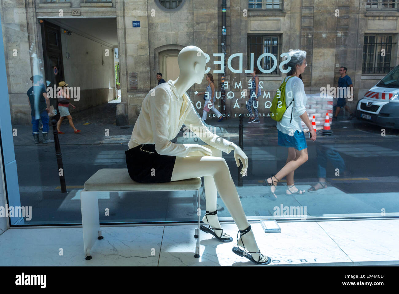 Paris, France, Shopping Window Mannequin Display in the Marais District
