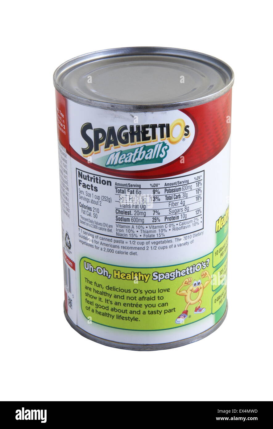The Nutrition Label For Campbell S Spaghettios With Meatballs From The Campbell Soup Company Camden Nj Usa Isolated On White Stock Photo Alamy