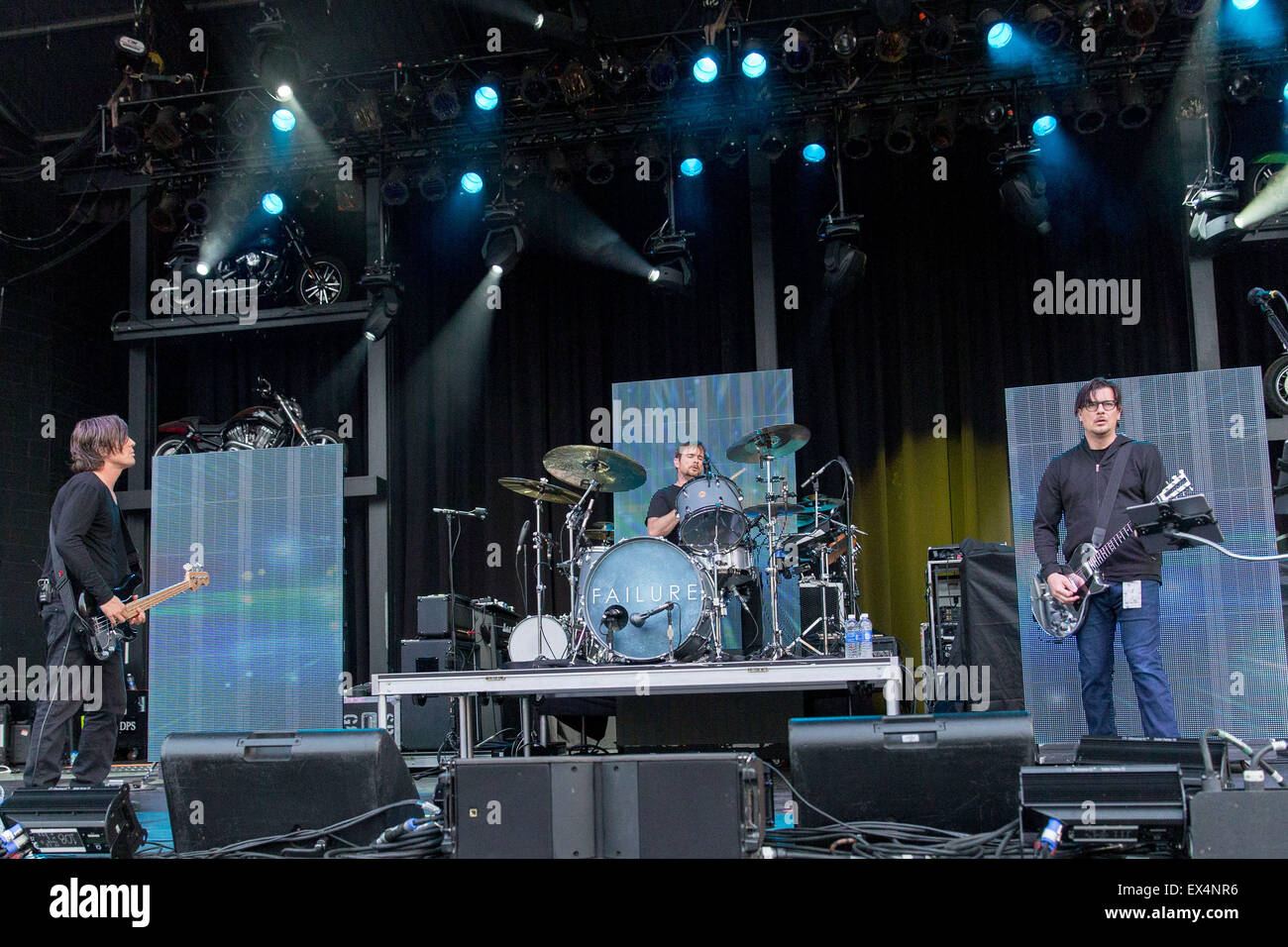 Milwaukee, Wisconsin, USA. 4th July, 2015. GREG EDWARDS, KELLII SCOTT and KEN ANDREWS (L-R) of Failure performs live on stage at the Summerfest Music Festival in Milwaukee, Wisconsin © Daniel DeSlover/ZUMA Wire/Alamy Live News Stock Photo