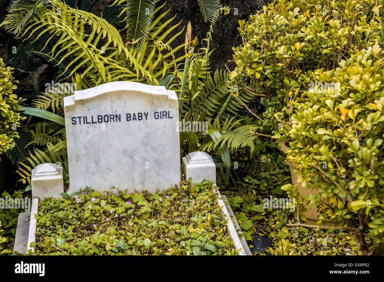 Still born baby headstone in cemetery Stock Photo