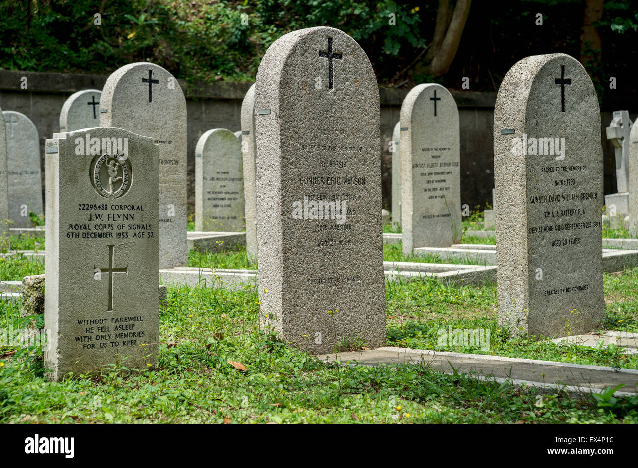 Soldier's headstones at  Hong Kong Cemetery Stock Photo