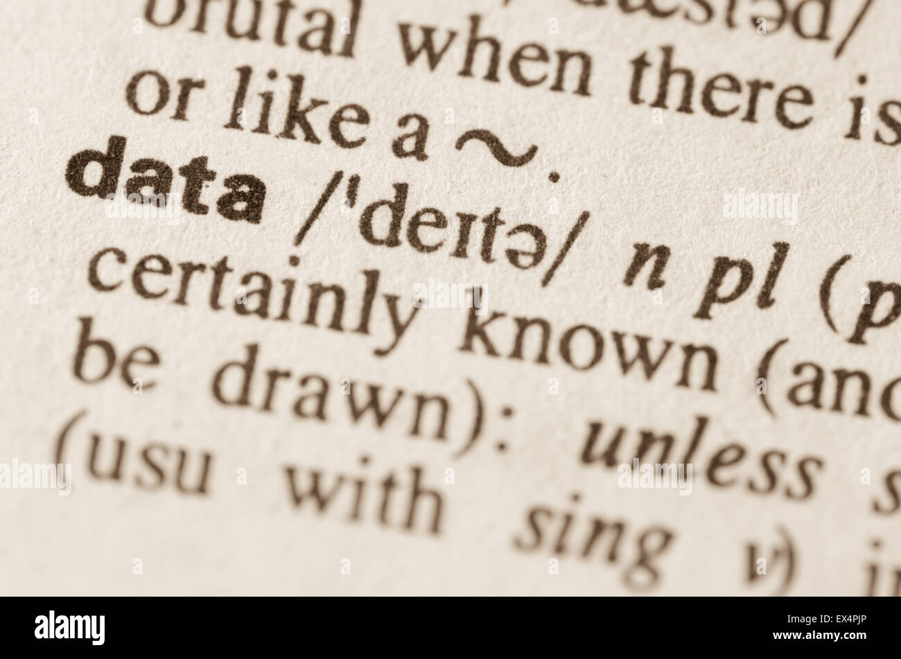 Definition of word data in dictionary Stock Photo Alamy