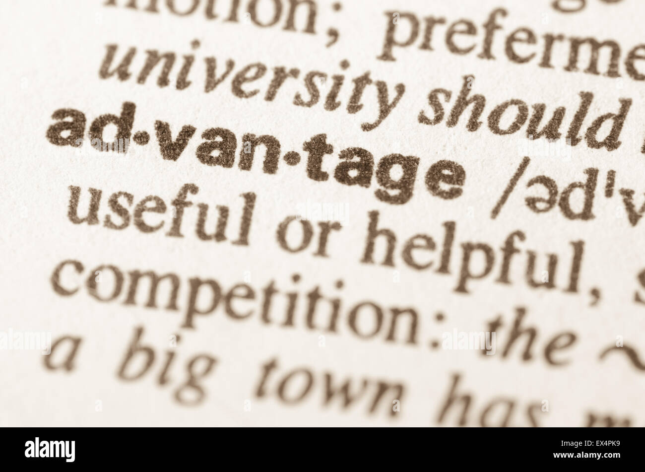 Definition of word advantage in dictionary Stock Photo