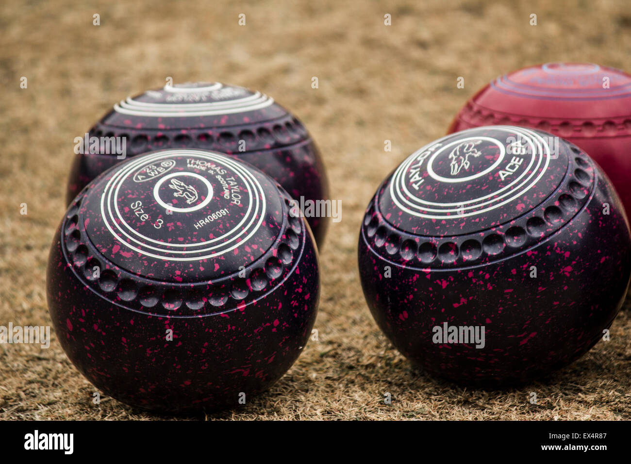 Lawn bowls balls Stock Photo Alamy