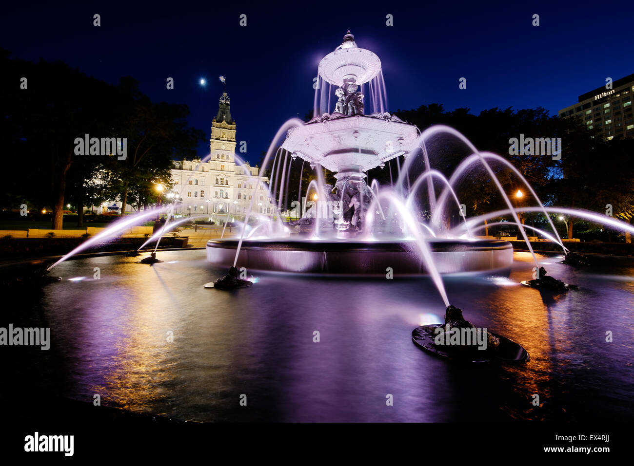 La Fontaine de Tourny and the Parliament, Quebec City, Canada Stock Photo