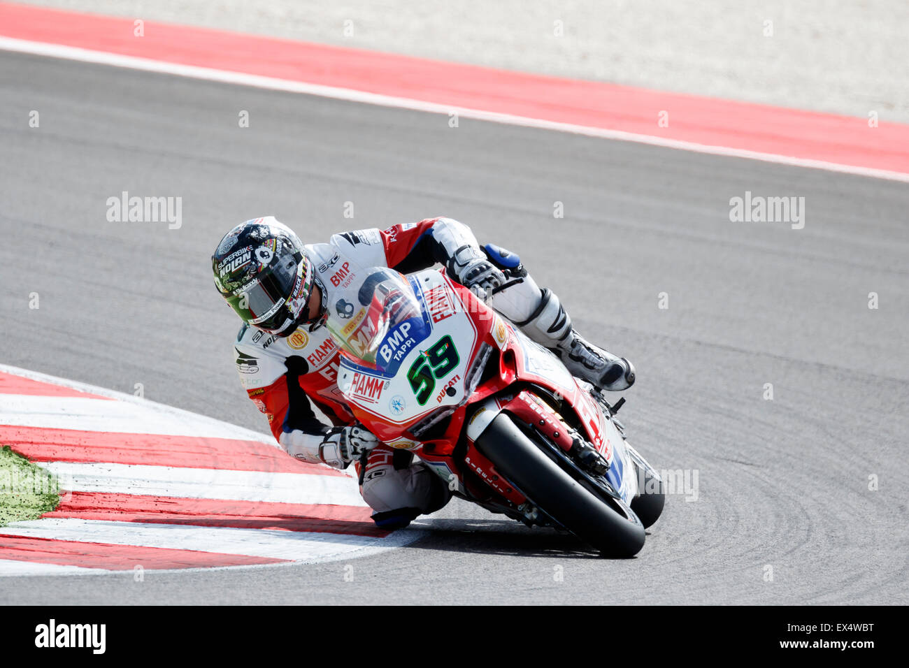 Misano Adriatico, Italy - June 21, 2015: Ducati Panigale R of Althea Racing Team, driven by CANEPA Niccolò Stock Photo