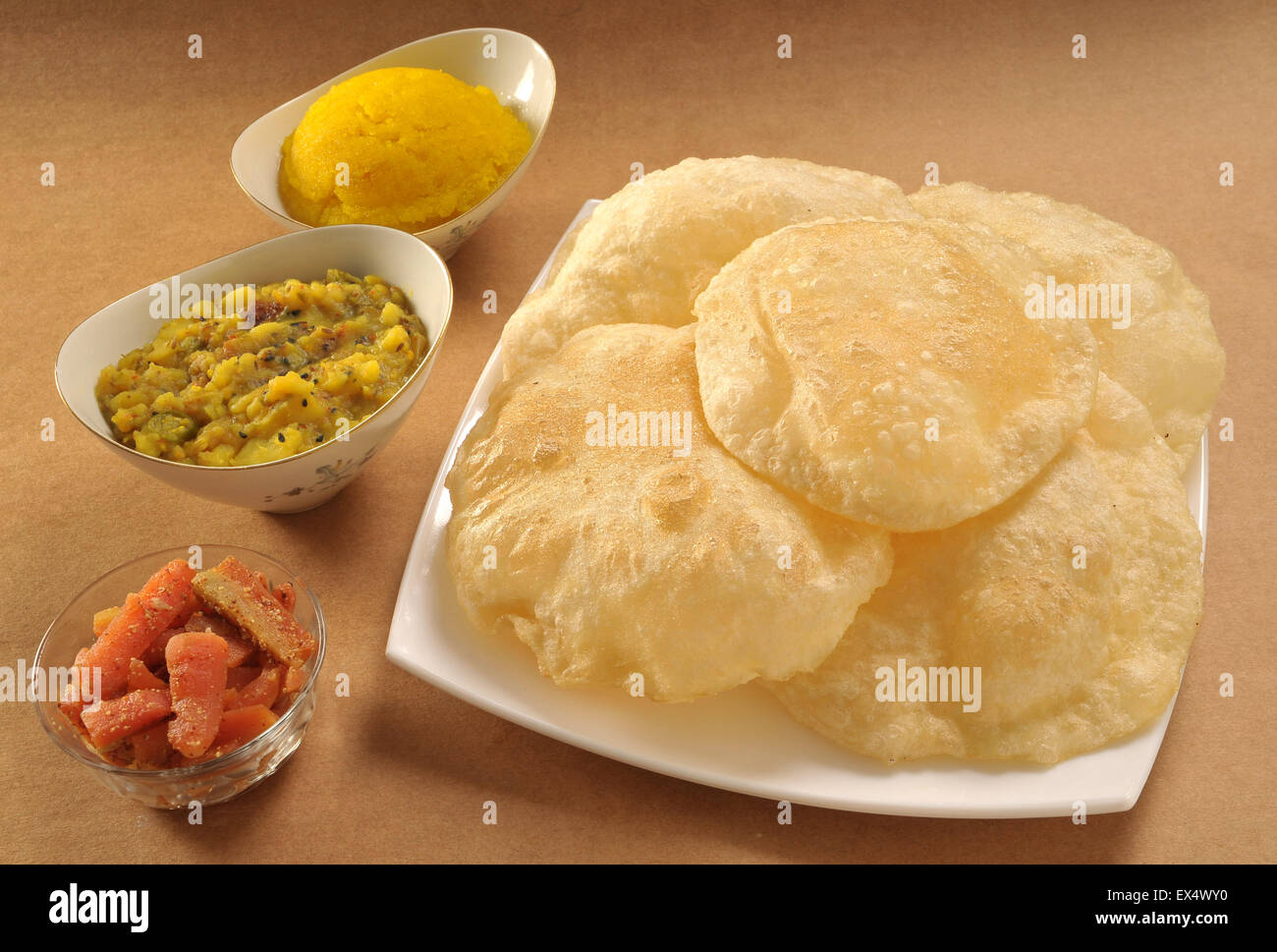 Halwa Puri in Pakistan and Cholle Bhature in India Stock Photo