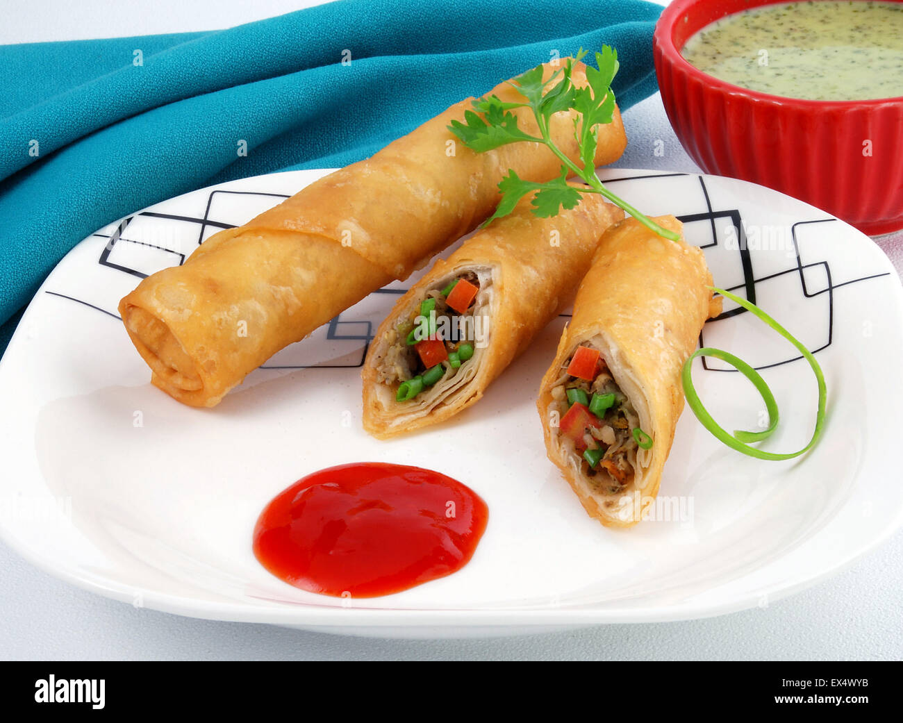 Hot & Spicy Spring Rolls Stock Photo - Alamy