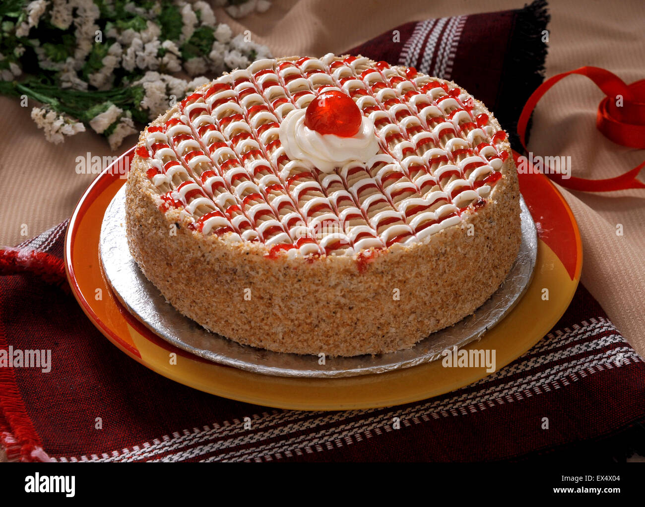 Butter Cream Cake Stock Photo