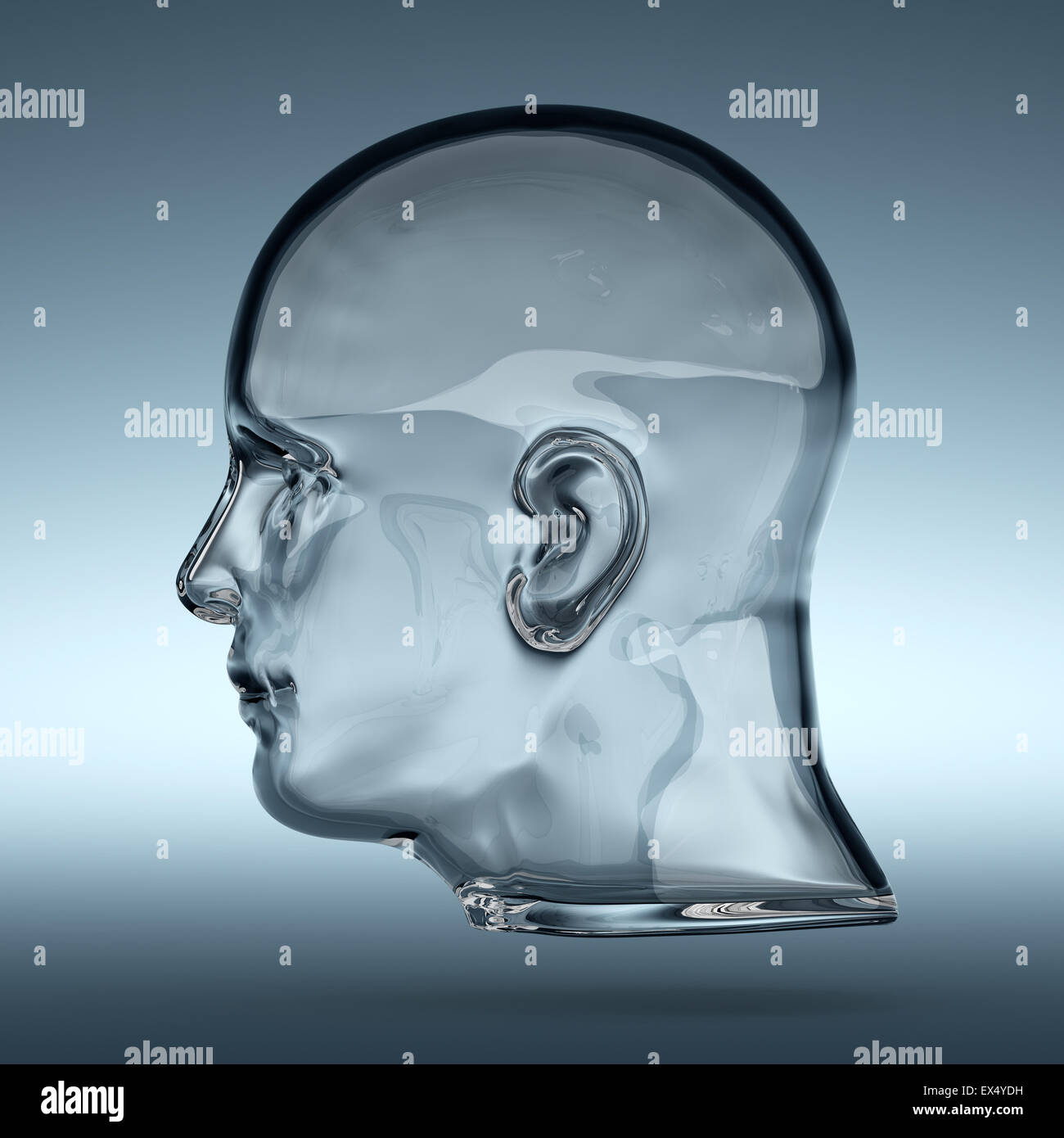 3d rendering of empty glass transparent human head Stock Photo