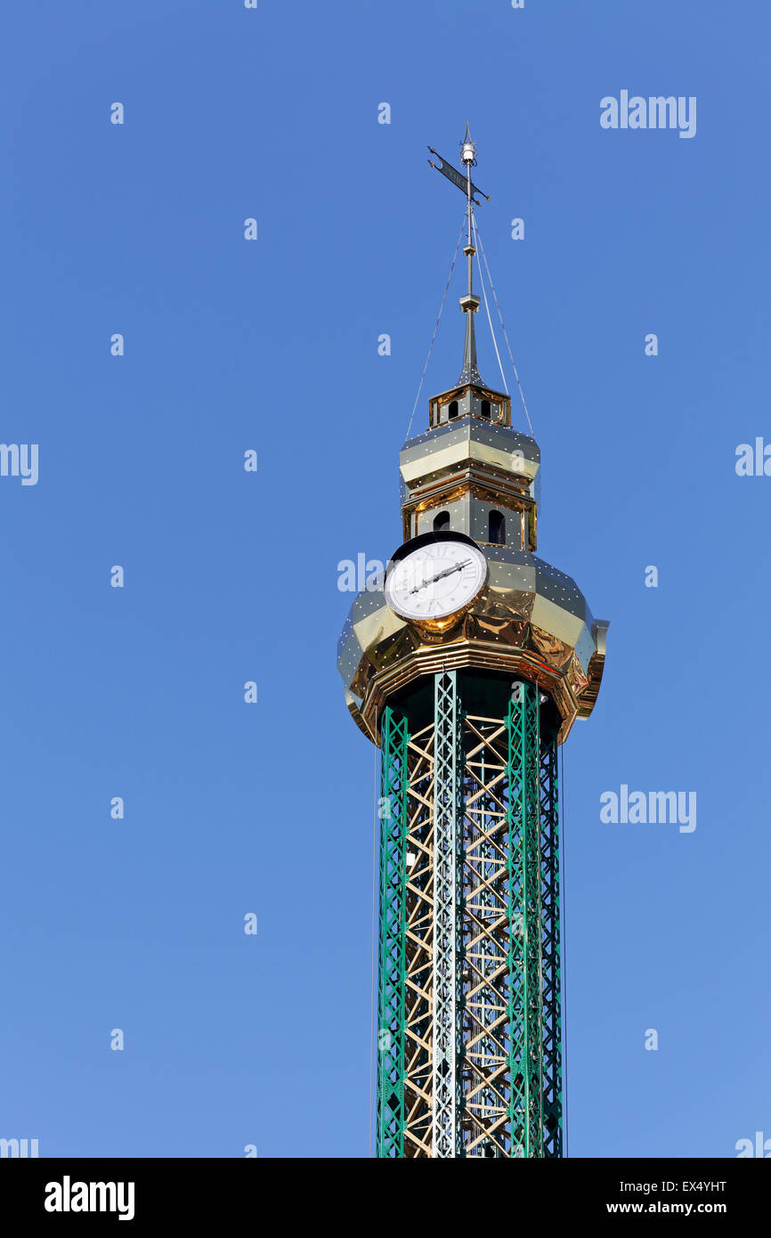 Praterturm, top with onion-shaped dome, Wiener Prater or Wurstelprater, Vienna, Austria Stock Photo