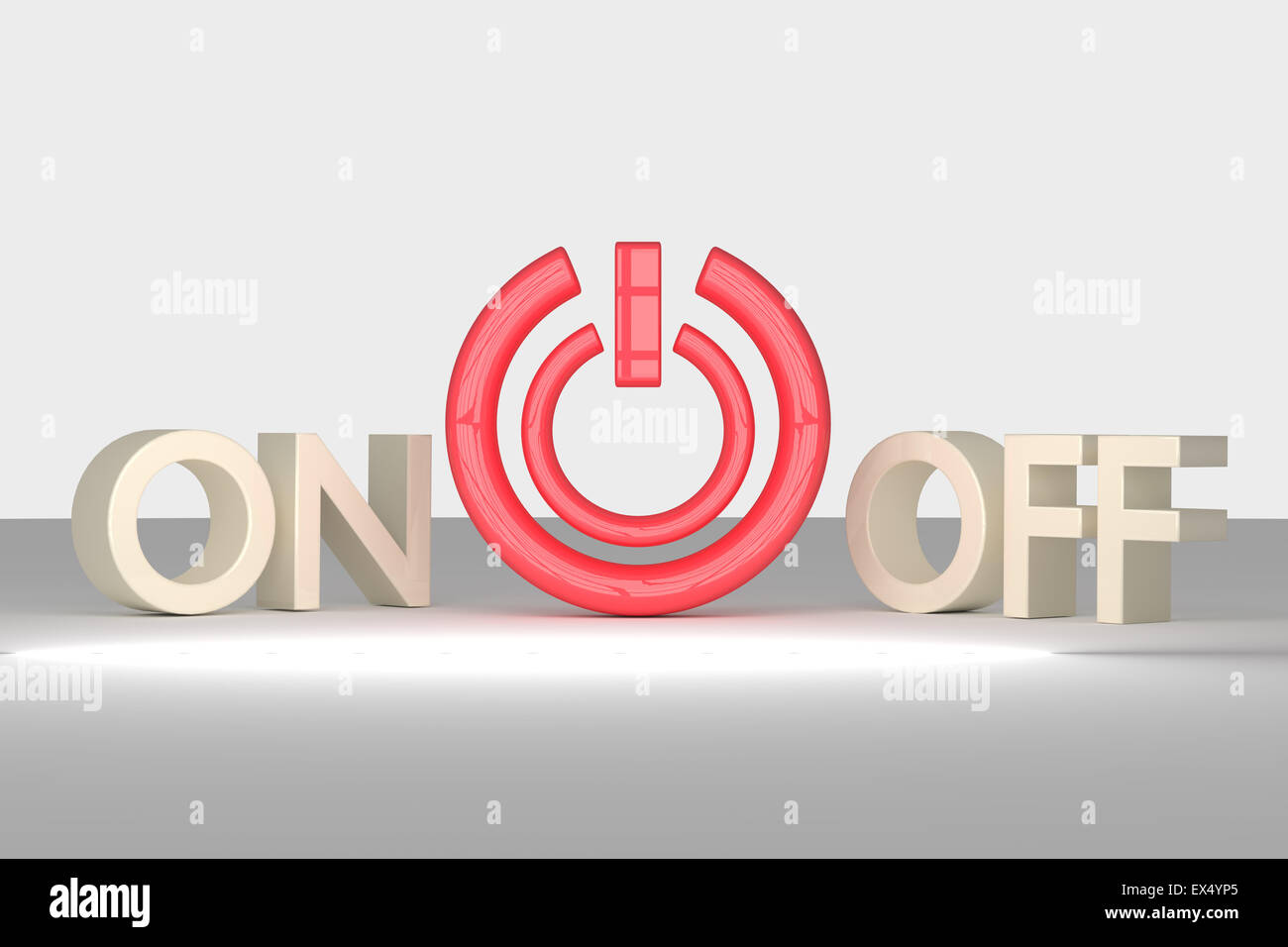 3d rendering of an on off button on a white surface Stock Photo - Alamy