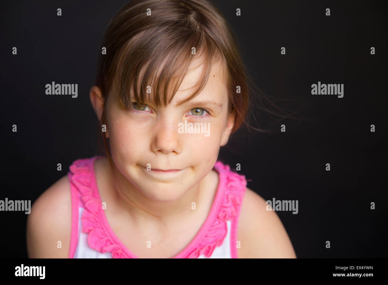 Portrait of Young Girl (6-7 years) Stock Photo