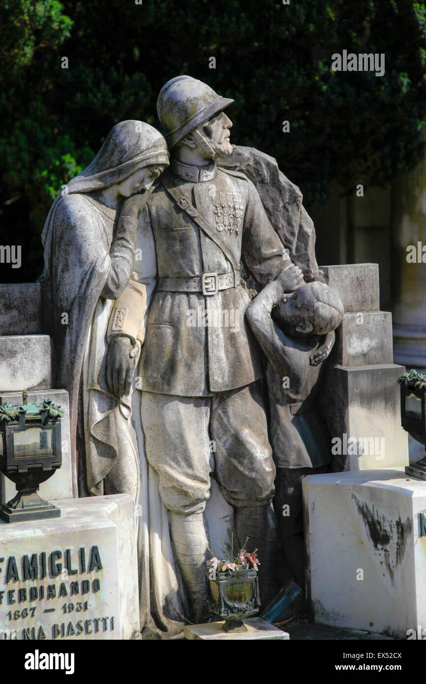 First world war memorial at the Monumental Cemetery of Staglieno (Cimitero monumentale di Staglieno), Genoa, Italy Stock Photo