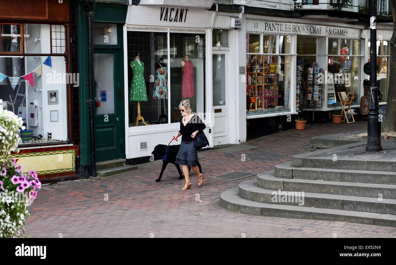 The chic Pantiles district of Royal Tunbridge Wells Kent England UK with its smart cafes shops and bars Stock Photo