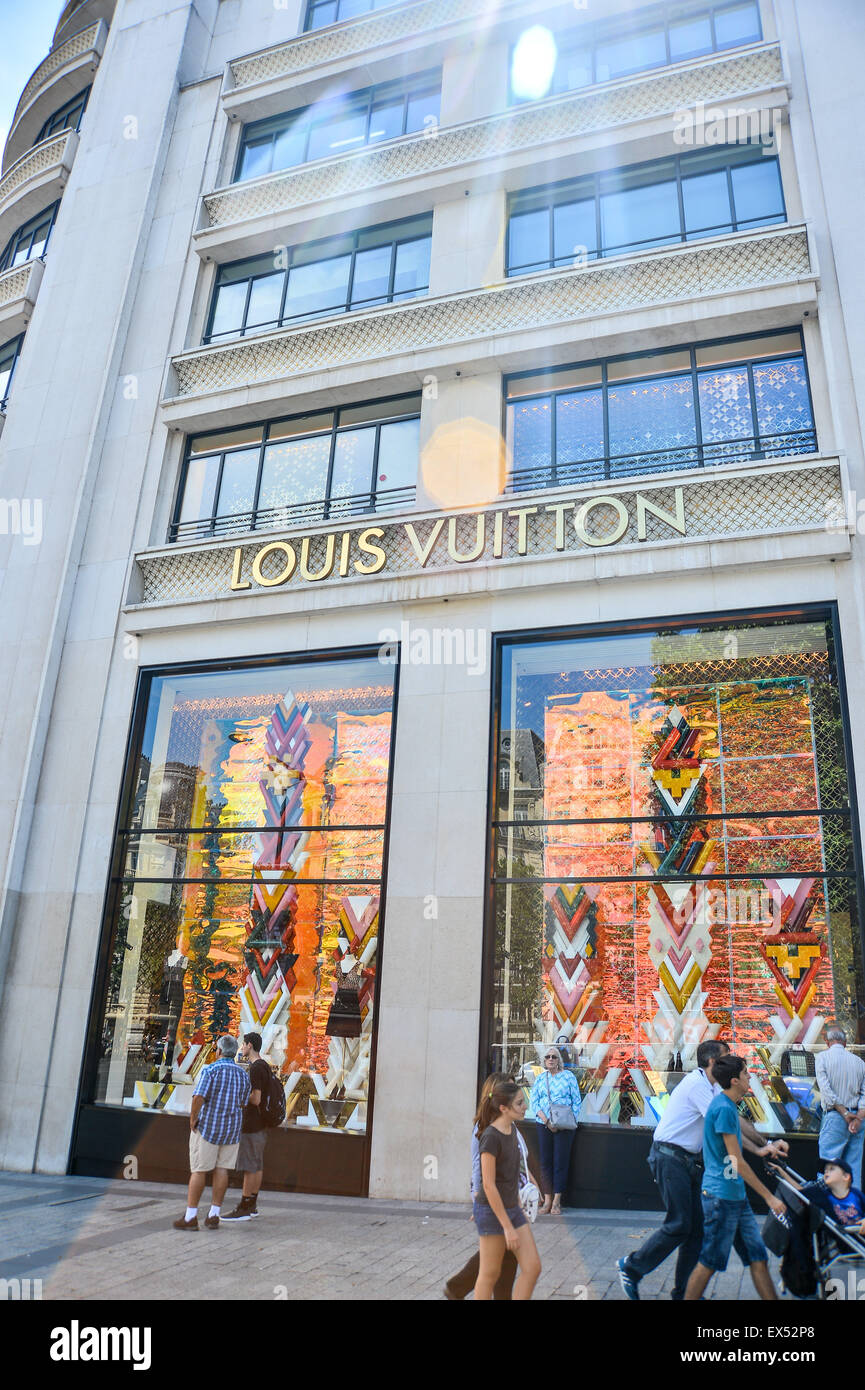 PARIS FRANCE JUNE 19 2015: Louis Vuitton Shopfront On The Champs