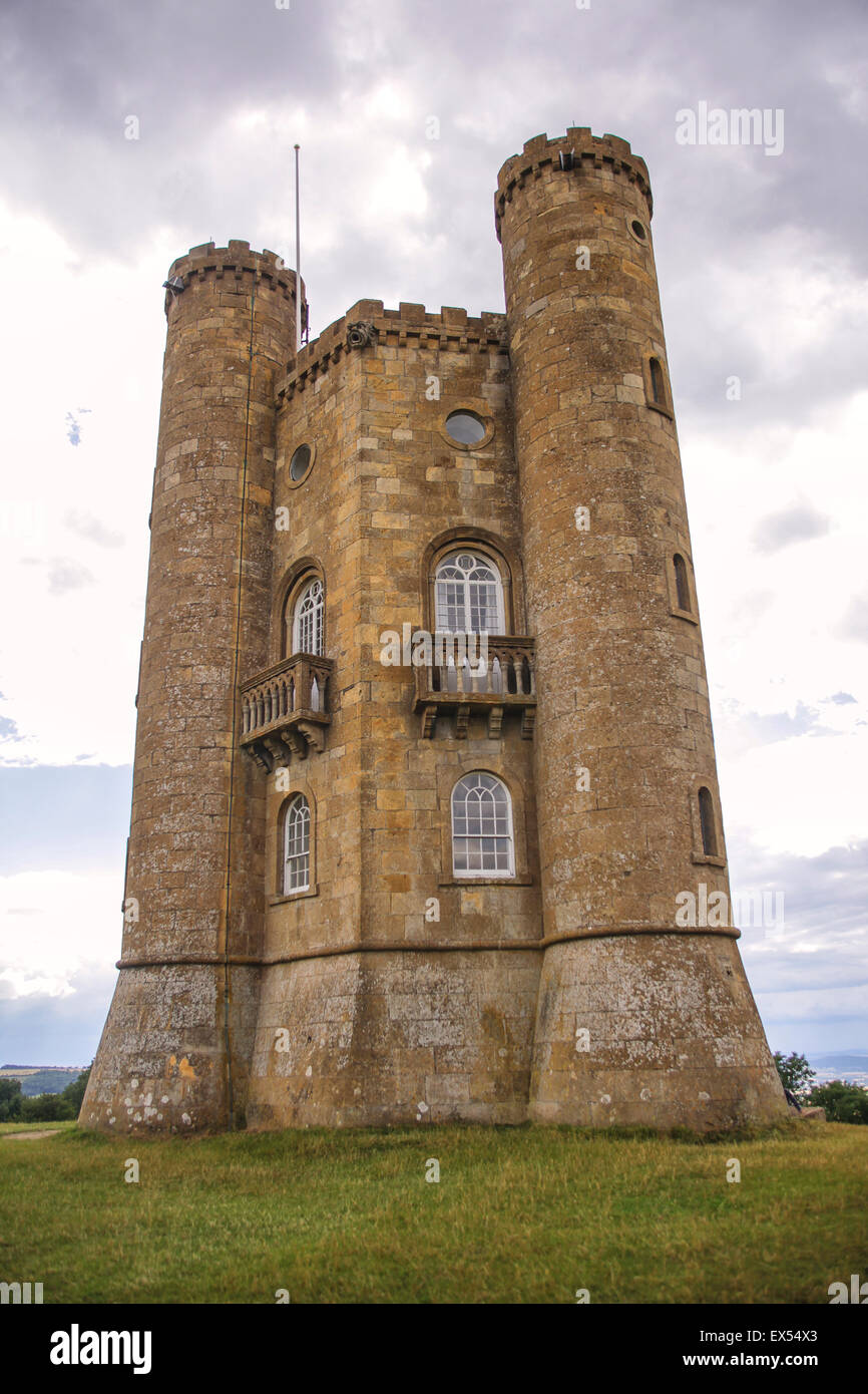 Capability Brown folly tower near the town of Broadway Stock Photo