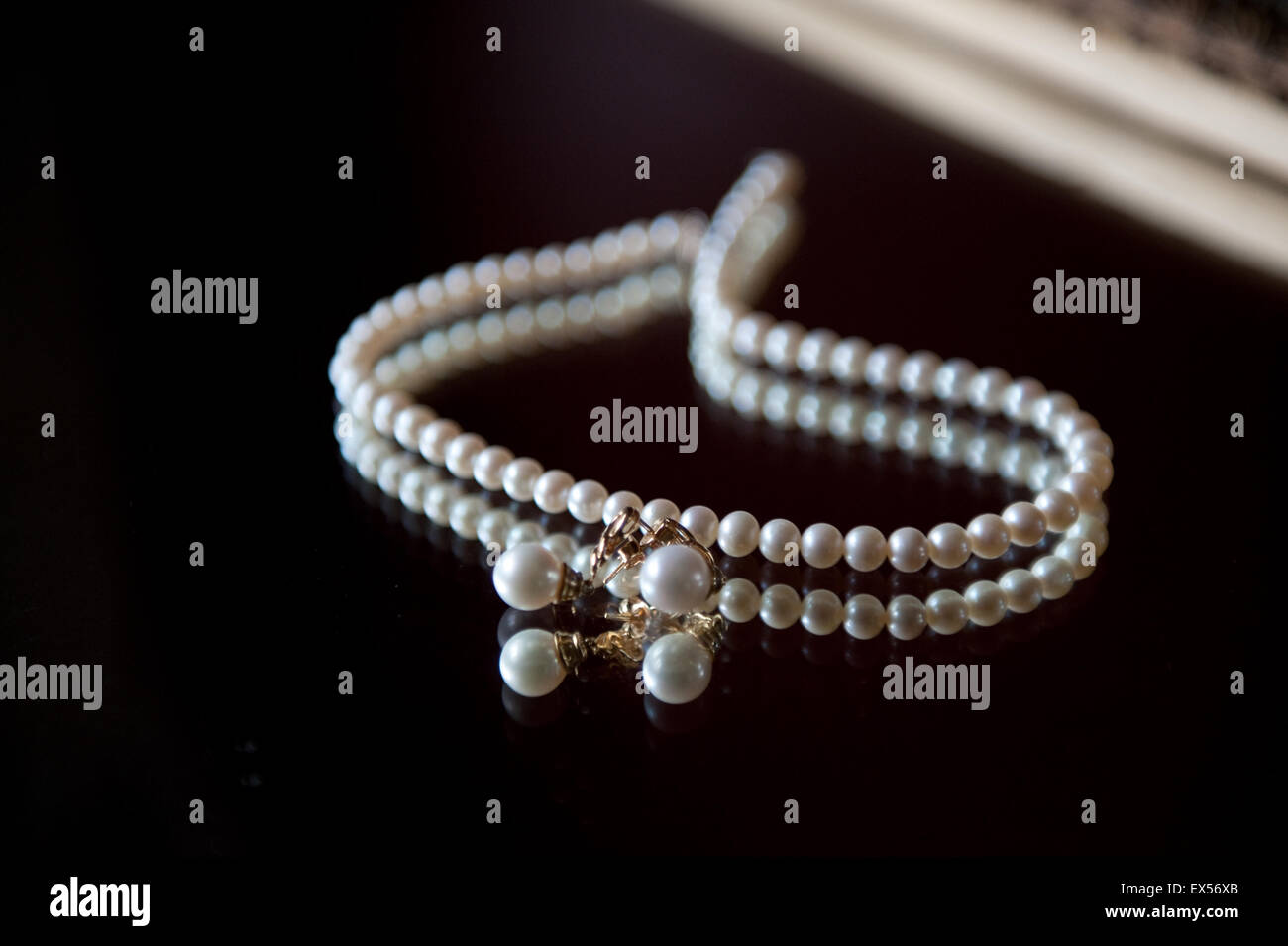 Bridal accessories laid out before the wedding ceremony Stock Photo