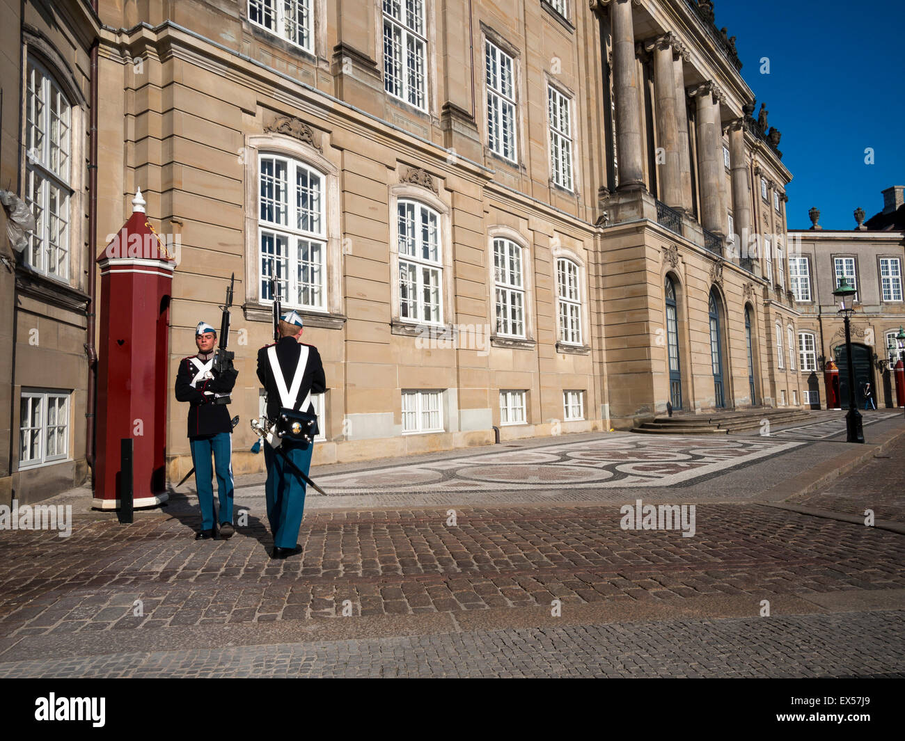 ceremonial  guards outside The Amelienborg Palace,Copenhagen,Denmark Stock Photo