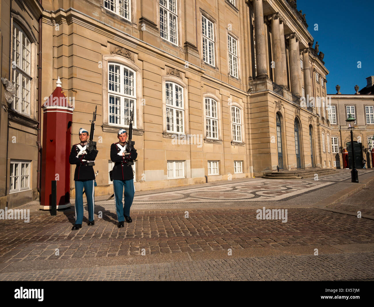 ceremonial  guards outside The Amelienborg Palace,Copenhagen,Denmark Stock Photo