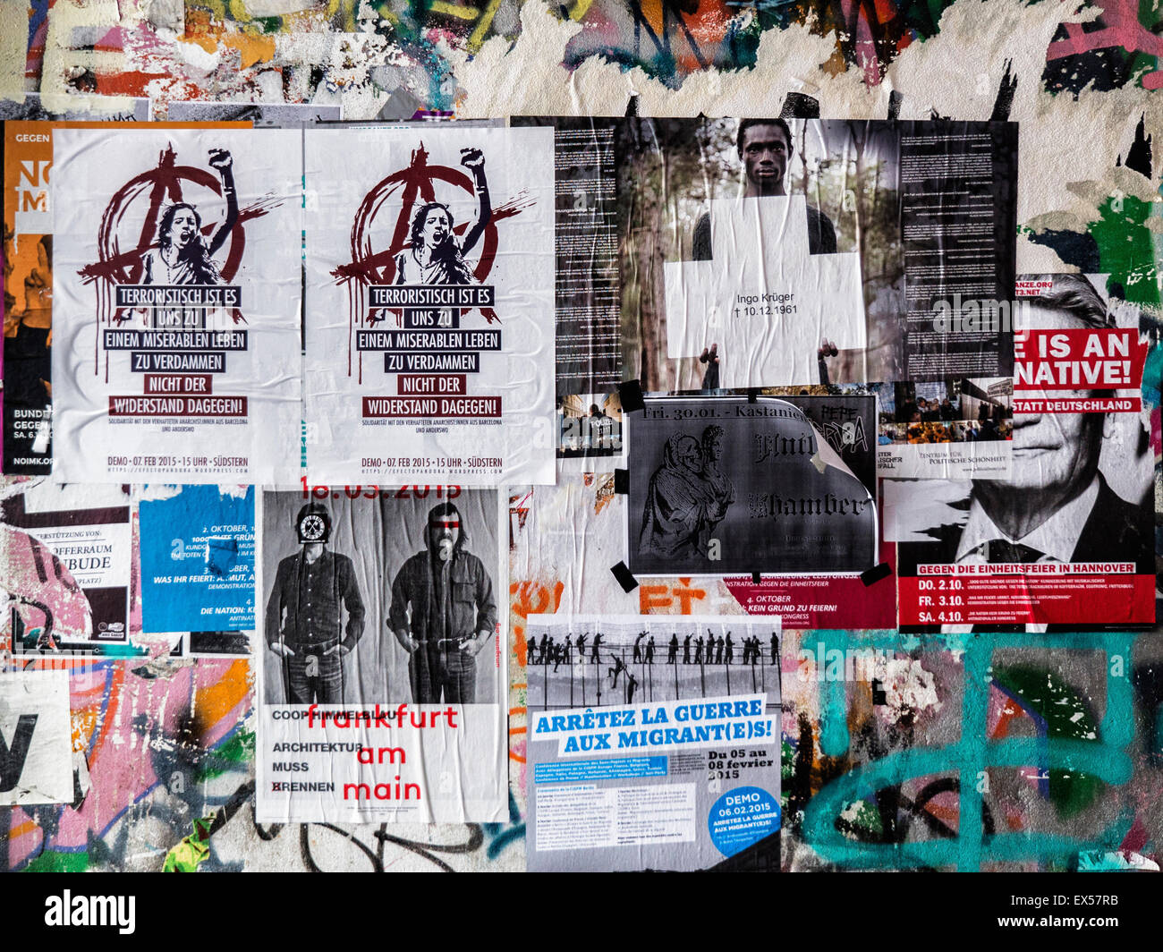 Graffiti, poster, notices, notice board, information Berlin, Germany