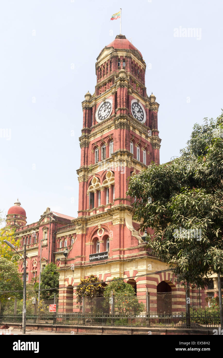 Yangon, Myanmar-May 4th 2014: British colonial architecture. The city has many old colonial buildings. Stock Photo