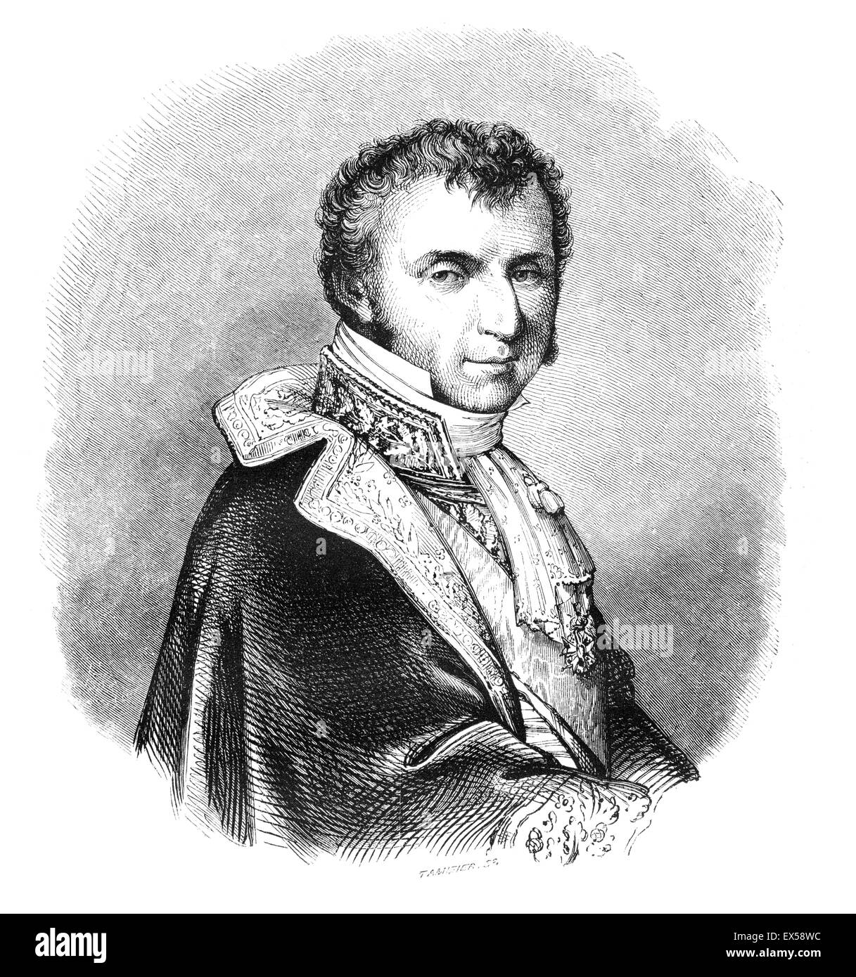 Nicolas François, Count Mollien (1758-850), French financier, was born at Paris. Engraving from Magasin Pittoresqie, 1858. Stock Photo