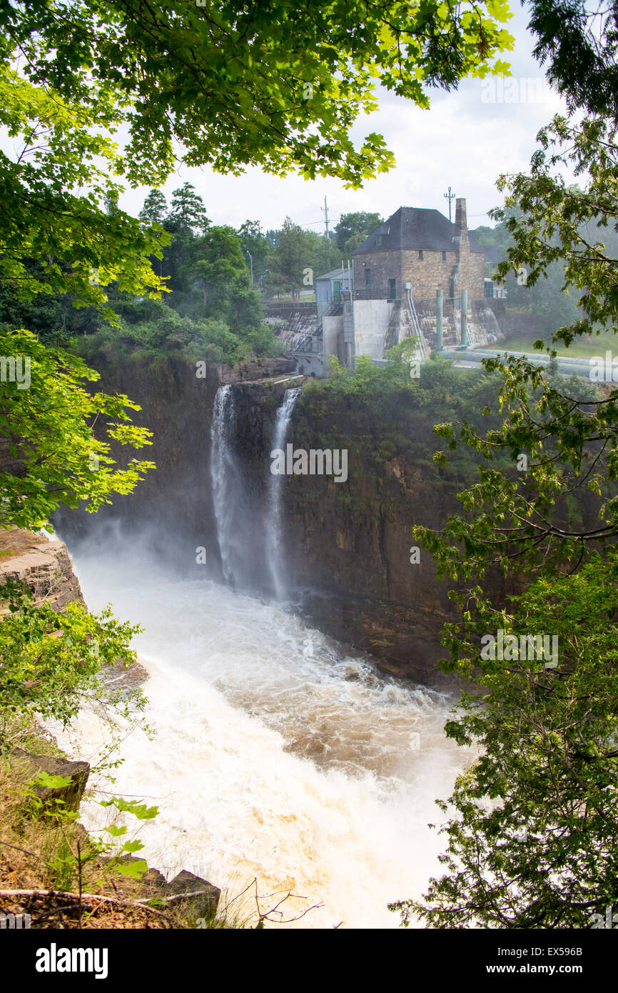 Rainbow Falls Hydroelectric Plant. Ausable Chasm.   A gorge near Keeseville, New York, U.S. Stock Photo
