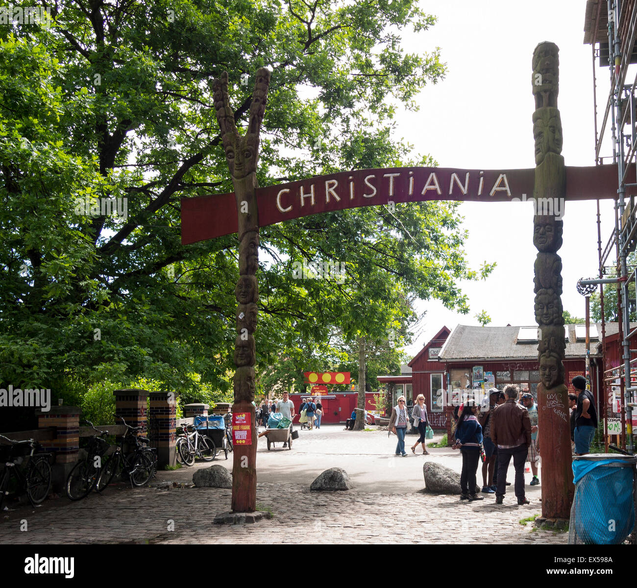 The entrance to Christiania hippy commune,Copenhagen,Denmark Stock Photo