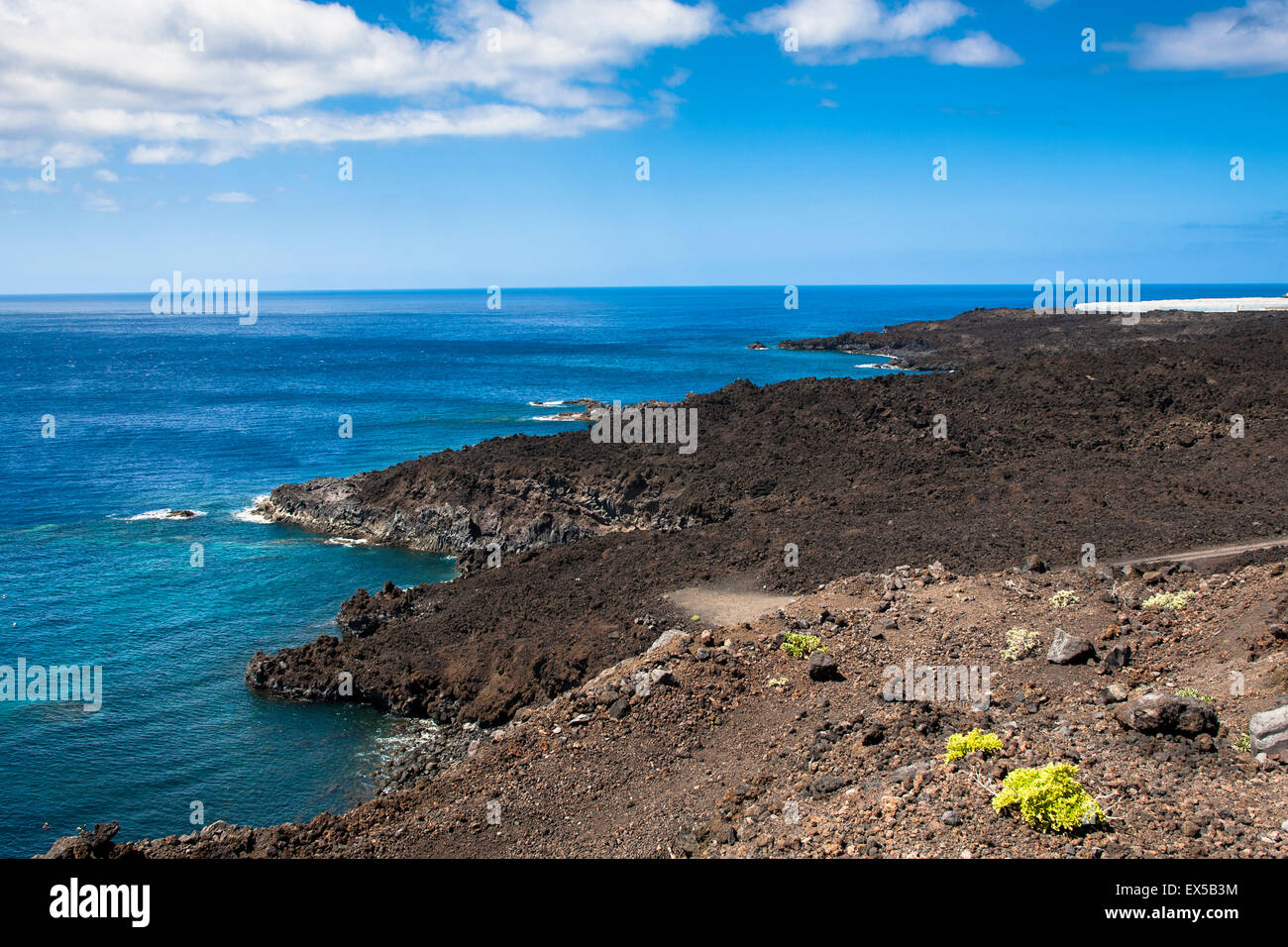 ESP, Spain, the Canary Islands, island of La Palma, solidified lava of the volcano San Antonio at the coast near Fuencaliente.   Stock Photo