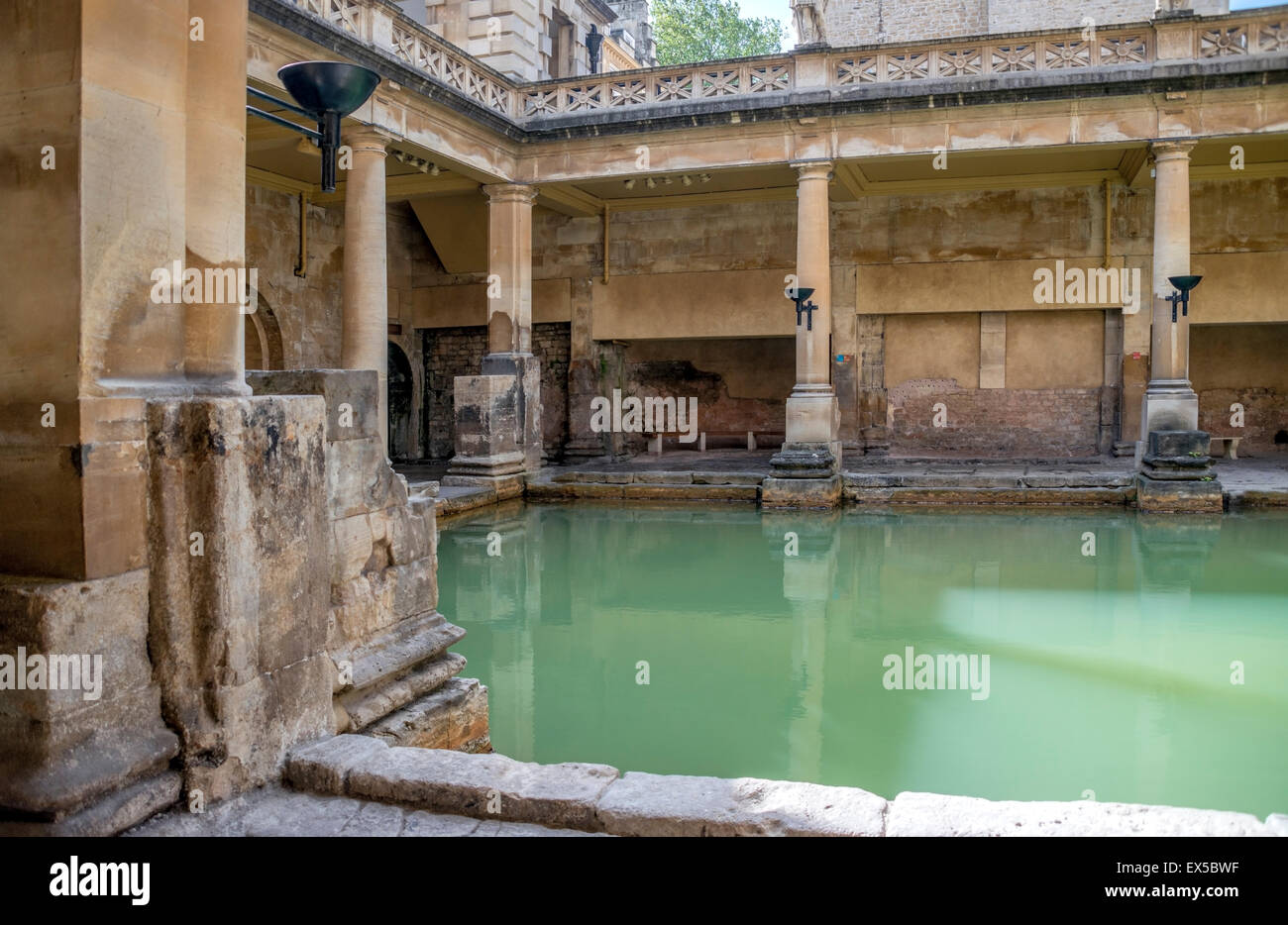 The Great Bath of the Roman Baths complex of Bath, Somerset, England Stock Photo