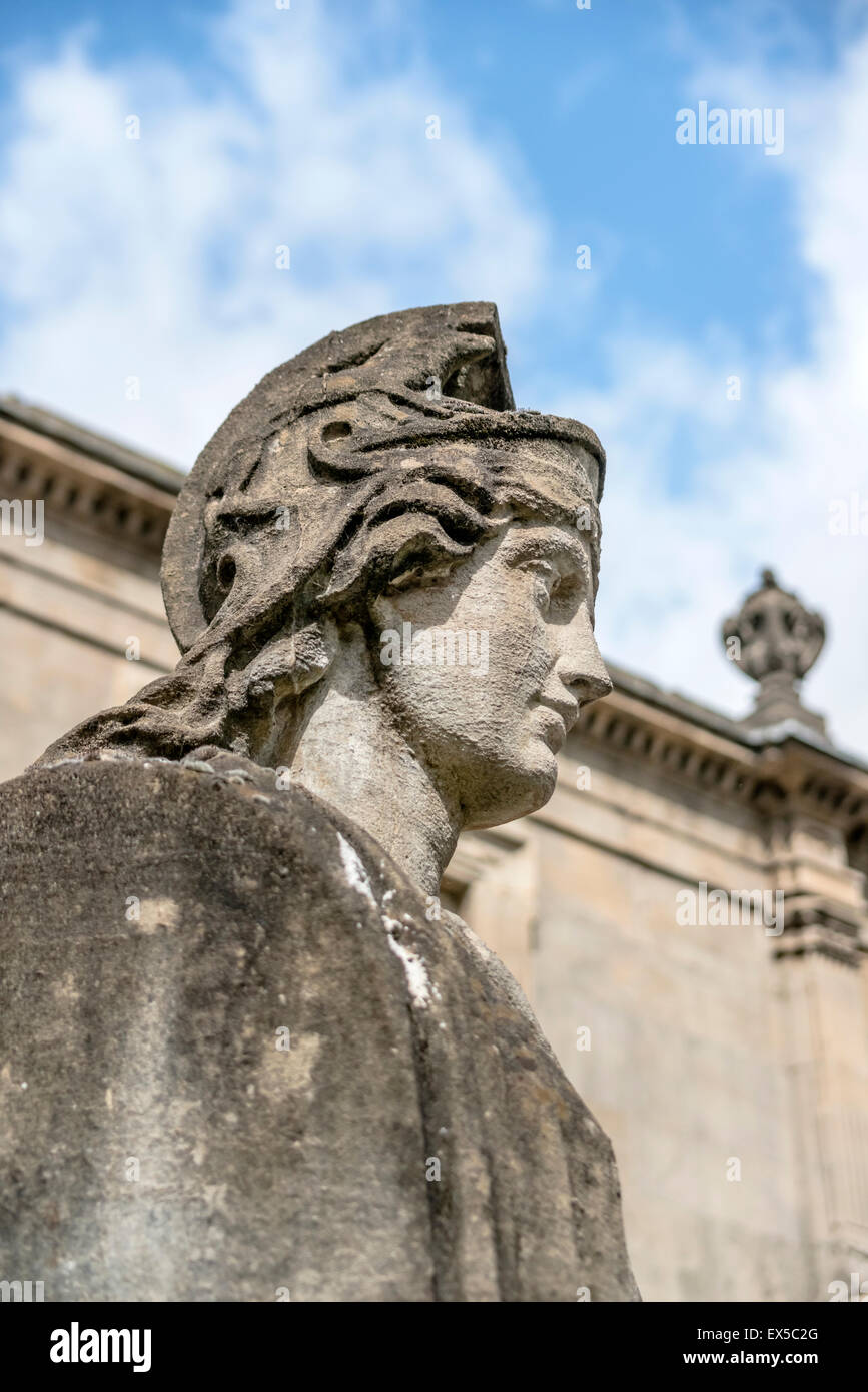 Sculpture of Goddess Roma at the Roman Baths complex, Bath, Somerset,  England Stock Photo