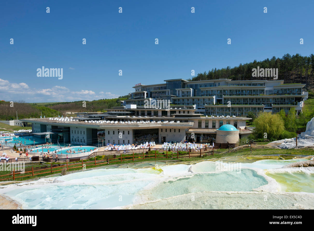 Salt hill and Saliris Resort Spa Hotel, Egerszalók, Hungary, Europe Stock Photo