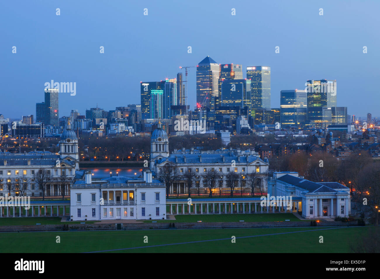 England, London, Greenwich, Docklands and Canary Wharf Skyline Stock ...